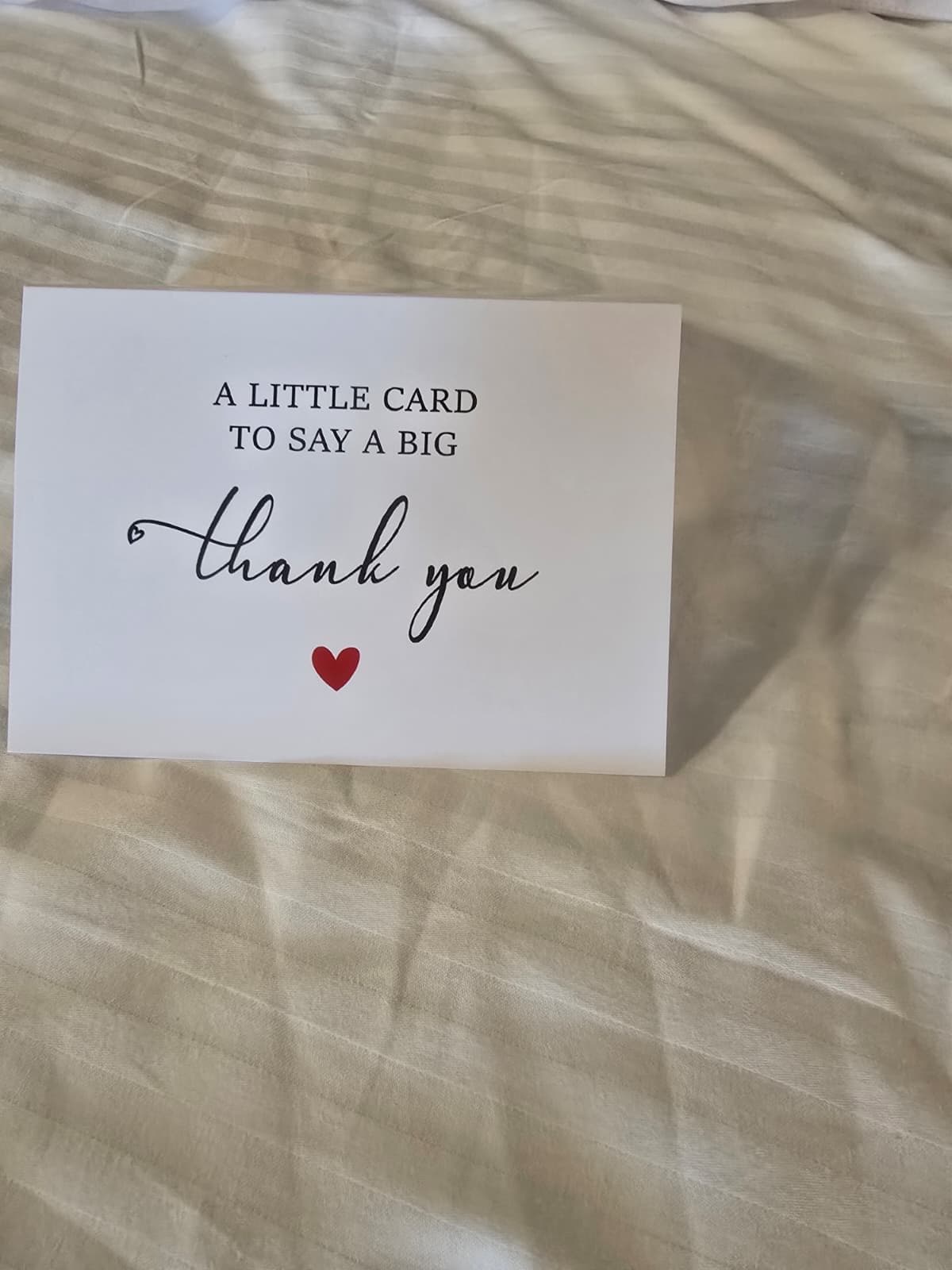 A card reading a little card to say a big thank you